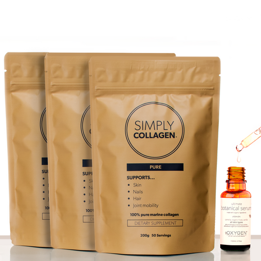 Simply Collagen | Pure Marine Collagen Triple Pack | 5 Months Supply | Plus Natural Serum Bundle