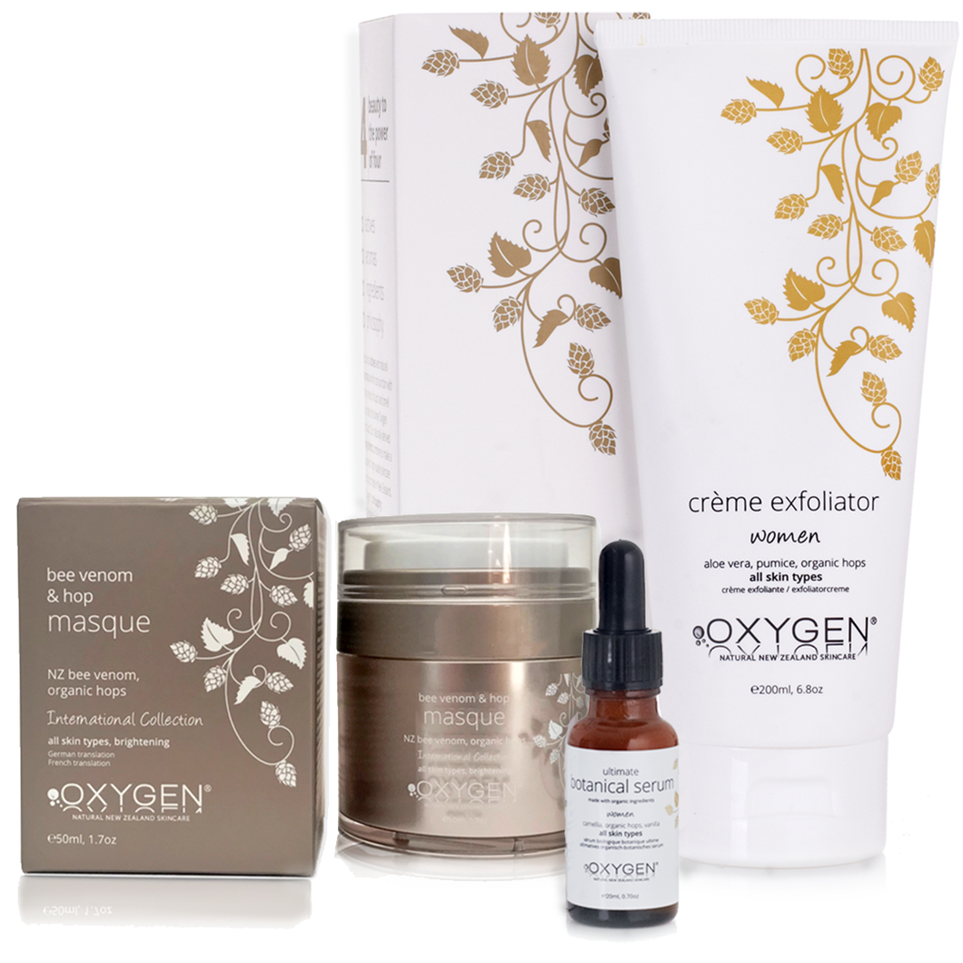 Oxygen Skincare | Natural Skincare Pack for Women | Cleanser/Exfoliator, Face Serum, Face Mask