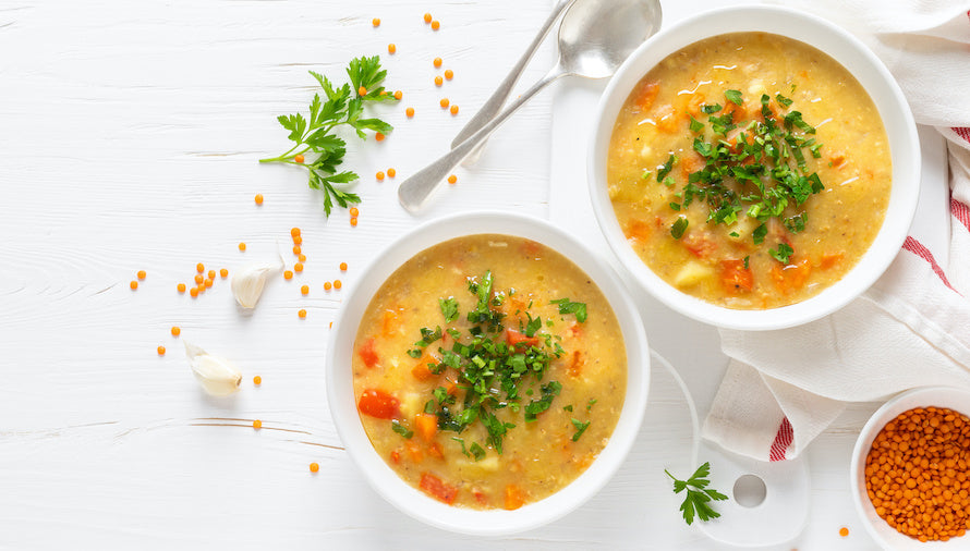 Chicken, collagen and lentil soup