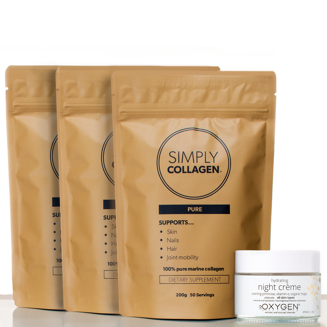 Simply Collagen | Pure Marine Collagen Triple Pack | 5 Months Supply | Plus Natural Night Creme